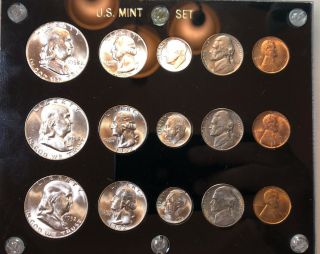 1952 P - D - S Us Set 15 Coins Choice/gem Bu In Black Capital.