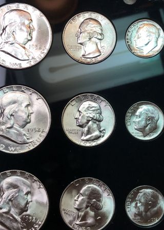 1952 P - D - S US set 15 coins Choice/Gem BU in Black Capital. 2