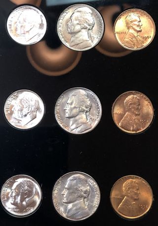 1952 P - D - S US set 15 coins Choice/Gem BU in Black Capital. 3