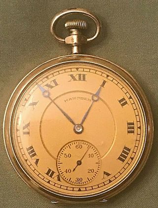 1915 Hampden Watch Co 17 Jewels Double Roller No 310 Pocket Watch Deuber Gf Case
