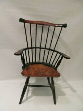 15 Inch Stained Wooden Doll Or Bear Arm Chair