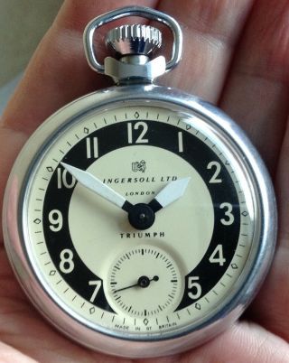 Ingersoll Ltd London Triumph Pocket Watch Fully Rebuilt Stunning V Unusual Hands