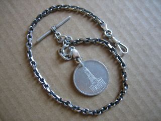 Vintage Unique Albert S/silver Pocket Watch Chain 13.  3/4in.  Long