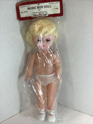 Fibre Craft Music Box Doll 13” No.  3178 Blonde 1988