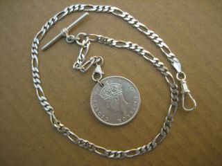 Vintage Unique Albert S/silver Pocket Watch Chain 14.  1/4in.  Long