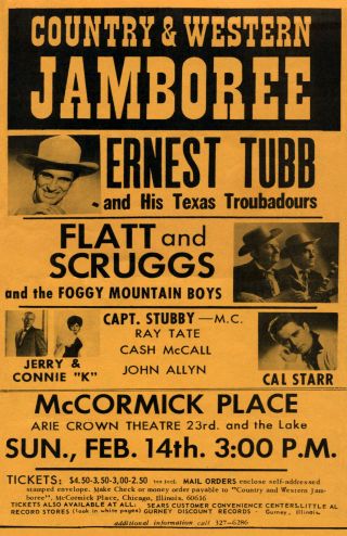 1965 Mccormick Place Ernest Tubb Lester Flatt & Earl Scruggs Concert Poster