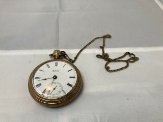 Antique A.  W.  C & Co.  Waltham Open Faced Pocket Watch Repair Or Spares