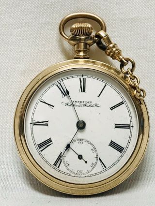 American Waltham Watch Co Open Face Etched Home Place Pocket Watch 1883