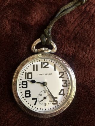 Vintage Caravelle By Bulova Pocket Watch 17 Jewel 7210 N4