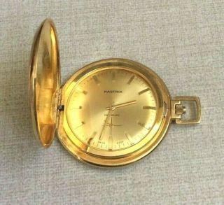 Nastrix Pocket Watch Rare Swiss Made Incabloc Wind - Up Movement Gold Dial