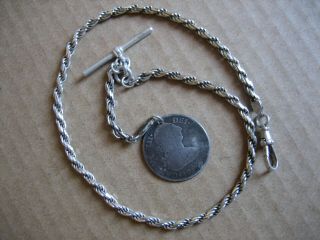 Vintage Unique Albert S/silver Pocket Watch Chain 14.  3/4in.  Long