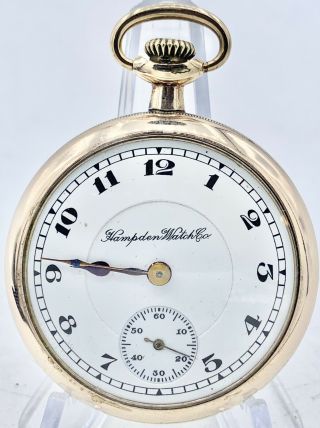 Vintage 1916 16s 17j Hampden Wm.  Mckinley Pocket Watch Gold Filled Case