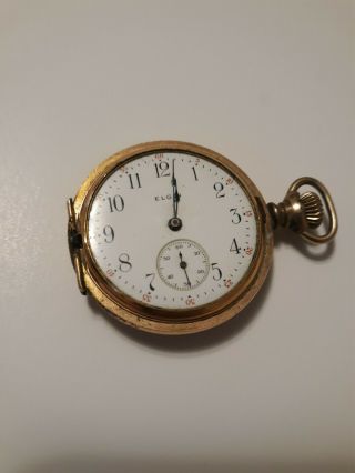 Elgin 1907 Pocket Watch 7 Jewel Model 2 Hunter Engraved Case Size 0s