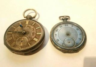2 X Antique Early Victorian Silver / Gold Dialed Pocket Watches Dated 1847