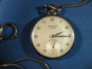 Watchmaker Estate Vintage Nastrix 17 Jewel Incabloc Swiss Pocket Watch 2