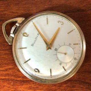 Bulova Pocket Watch 17 Jewel Wind Up Swiss 16ac Vintage 10k Rolled Gold