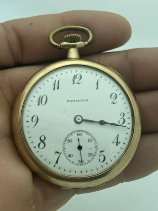 Vintage 12 Size Hamilton Grade 910 Pocket Watch With Swing Out Case