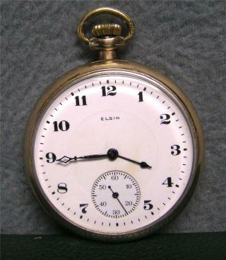 1922 Elgin Pocket Watch.  16s 17 Jewel Grade 387 Runs