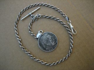 Vintage Unique Albert S/silver Pocket Watch Chain 14.  1/2in.  Long (no Coin)