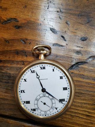 Vintage 12 Size Hamilton Grade 910 Pocket Watch With Swing Out Case