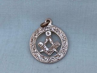 Quality Solid 9 Carat Gold Masonic Watch Chain Fob Or Pendant.  London 1925