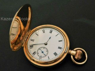 Antique Waltham Seaside Grade Gold Plate Full Hunter Case Fob Pocket Watch 1910