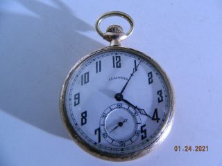 Illinois Pocket Watch Co Art Deco Gold Filled 17 Jewels 12s Mode