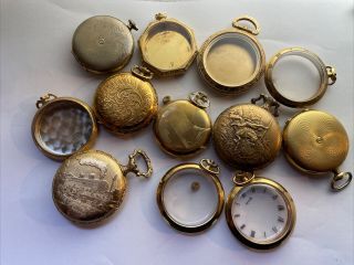 12 Vintage Gold Plated Cases Most For Movements 6497 6498,  Scrap,  Gold Recovery