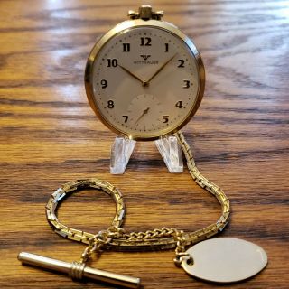 Wittnauer Pocket Watch,  65 Revue,  17 Jewels,  Chain,  10 K Gold Filled Case