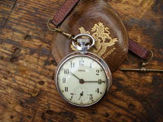 Vintage Smiths Pocket Watch With Leather Lanyard And Protective Case.