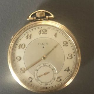 Vintage 1936 Elgin Pocket Watch With 10k Gold Filled Case 12s 15 Jewels
