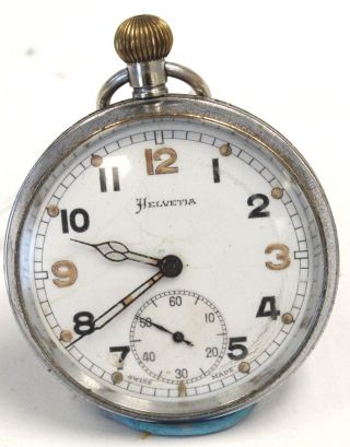 Vintage Helvetia Gstp Military Issued Mechanical Pocket Watch - Sb4