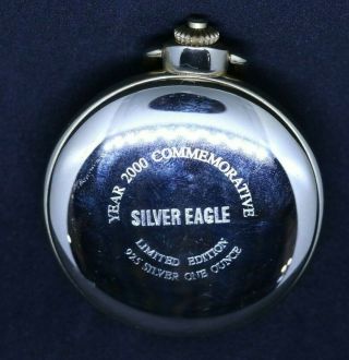 2000.  925oz SILVER EAGLE PAINTED WALKING LIBERTY POCKET WATCH Limited Edition 3