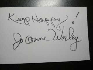 Jo Anne Worley Authentic Hand Signed Autograph 3x5 Index Card - Actress & Comic