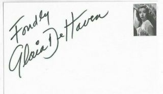 Gloria Dehaven Signed 3x5 Index Card 