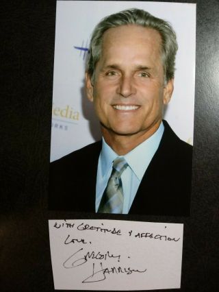 Gregory Harrison Hand Signed Autograph Cut With 4x6 Photo - Trapper John Md Actor