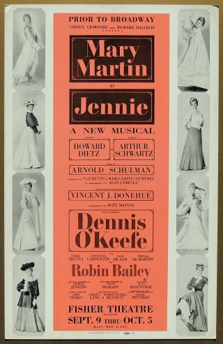 Triton Offers 1963 Broadway Tryout Poster Jennie Mary Martin Musical