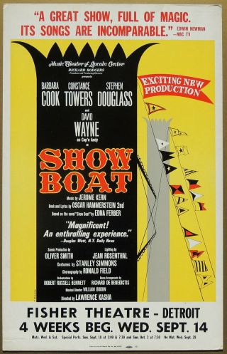 Triton Offers 1966 Broadway Tour Poster Show Boat Barbara Cook