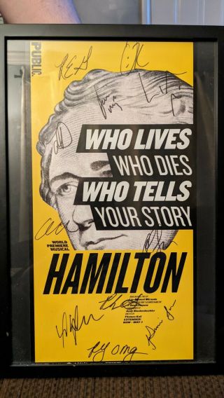 Hamilton Pre - Broadway Miranda Cast Signed Poster Obc Framed