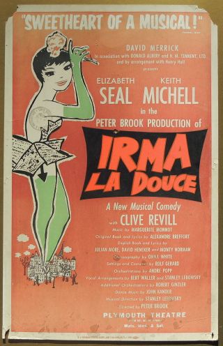 Triton Offers 1960 Broadway Musical Poster Irma La Douce Elizabeth Seal