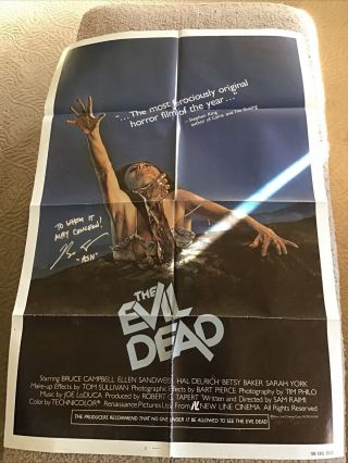 Vintage Movie Theater 27x41 The Evil Dead Autographed