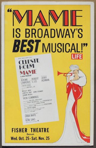 Triton Offers 1967 Broadway Musical Tour Poster Mame Celeste Holm