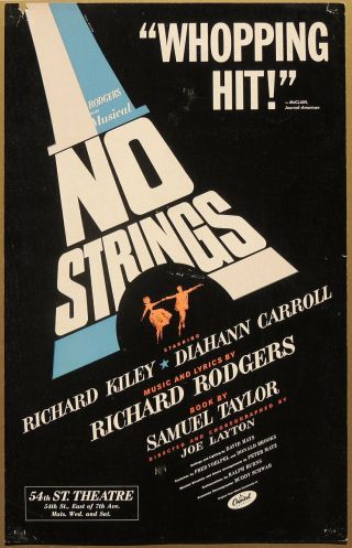Triton Offers 1962 Broadway Musical Poster No Strings Kiley & Carroll
