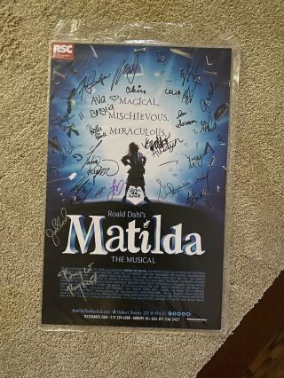 Matilda Broadway Shubert Theatre Poster Signed By Cast Window Card 14 X 22