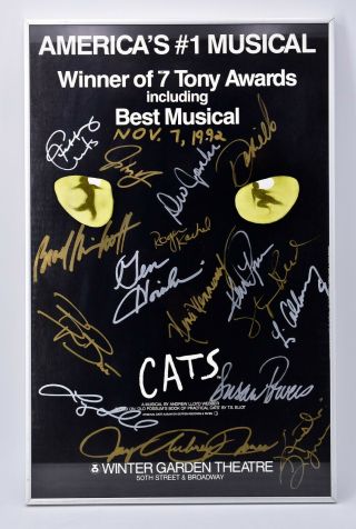 1992 Cats Broadway Musical Poster Cast Signed Winter Garden Theatre
