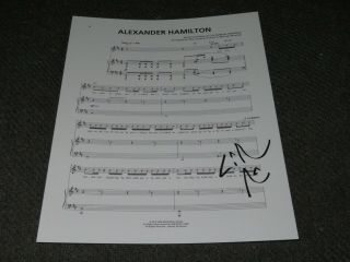Hamilton Broadway Lin - Manuel Miranda Signed Music Lyric Sheet