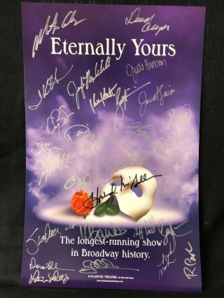 Cast Signed Phantom Of The Opera Broadway Poster Window Show Card,  Red Rose