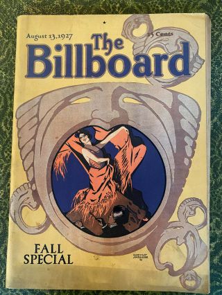 The Billboard Aug 13,  1927 " Fall Special " 179 Pps Louis Armstrong,  Marx Brothers