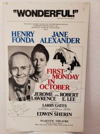 1978 Henry Fonda & Jane Alexander Signed Broadway " First Monday In October "