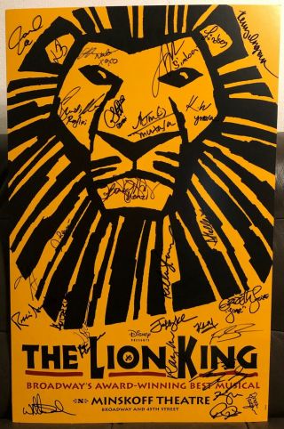 The Lion King Broadway Cast Signed Poster 15th Anniversary Cast 14x22